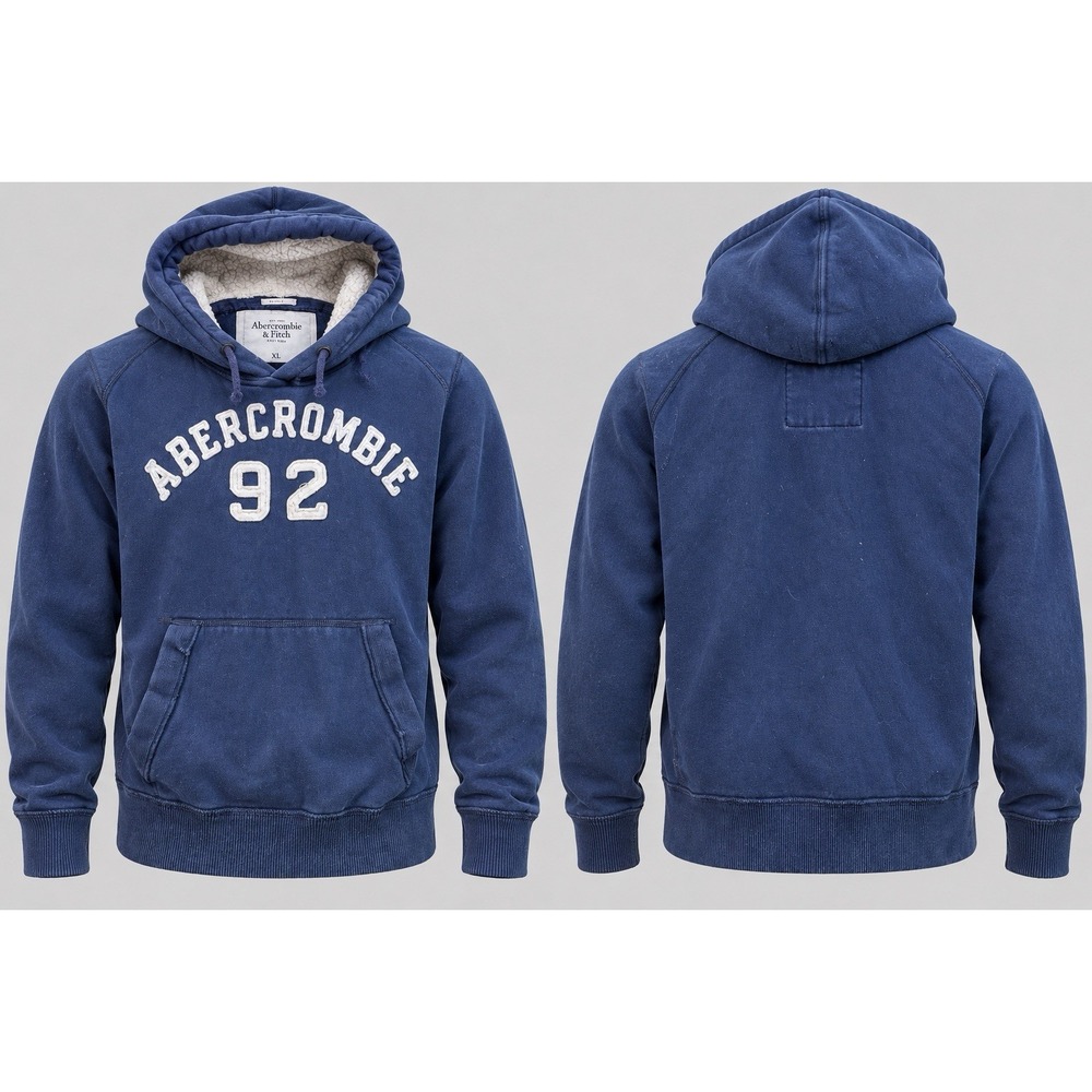 Abercrombie & Fitch XLarge NAVY Thermal Hoodie Pullover Sweatshirt Muscle